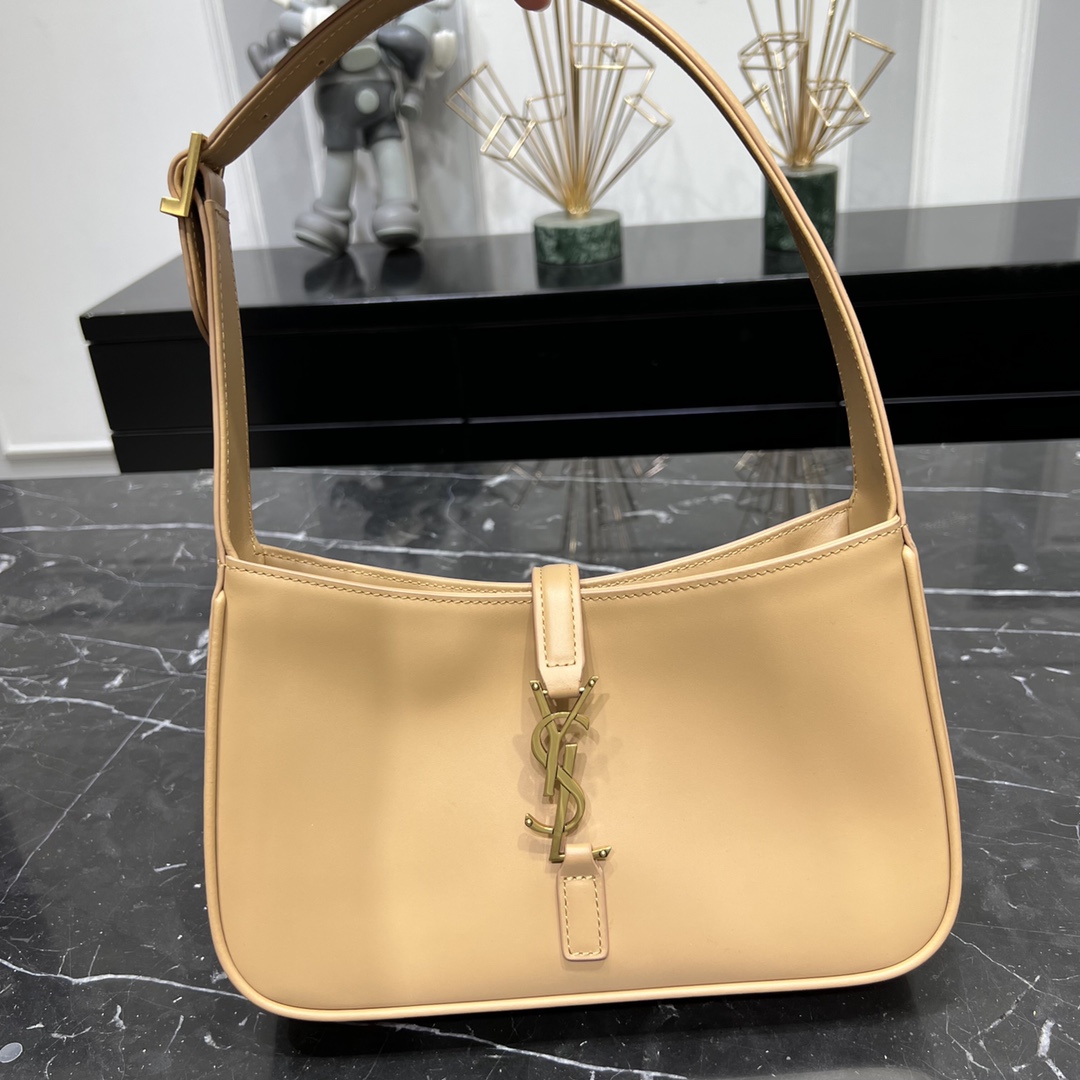 Saint Laurent LE 5 A 7 Smooth Calfskin Shoulder Bag Handbag Apricot 657228